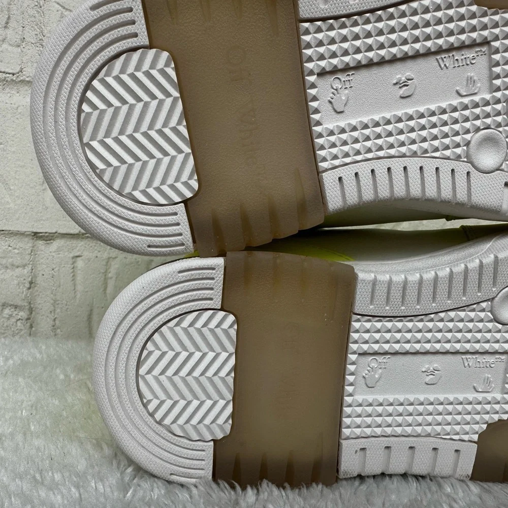 New Off-White Out Of Office Lemon/White Leather Sneakers Size 38 - Picture 13 of 14
